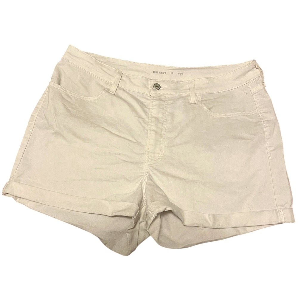 Old Navy Wow White Jean Shorts Cuff 3 Inch Inseam Denim